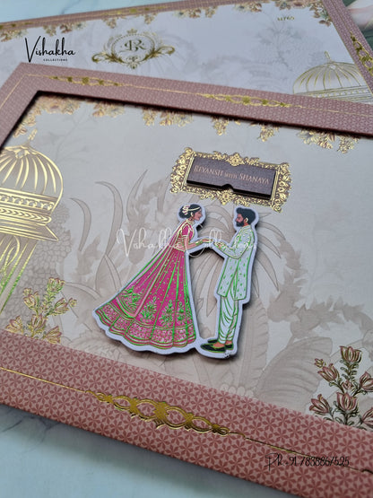 Dulah Dulhan Hindu Muslim Christian Sikh Padded invitation Cards VN-769