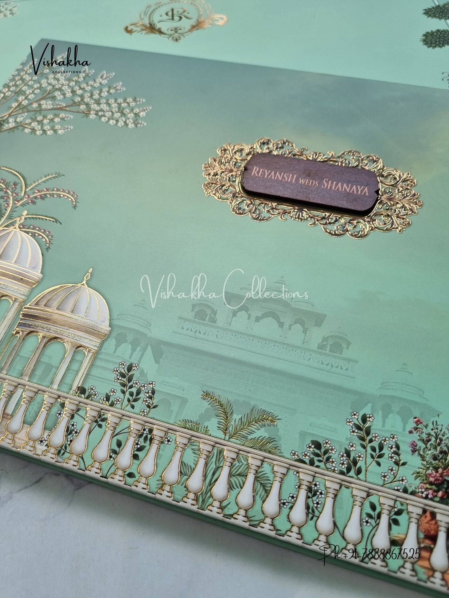 Flower Hindu Muslim Christian Sikh Padded invitation Cards VN-773