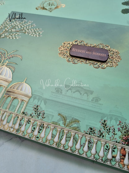 Flower Hindu Muslim Christian Sikh Padded invitation Cards VN-773