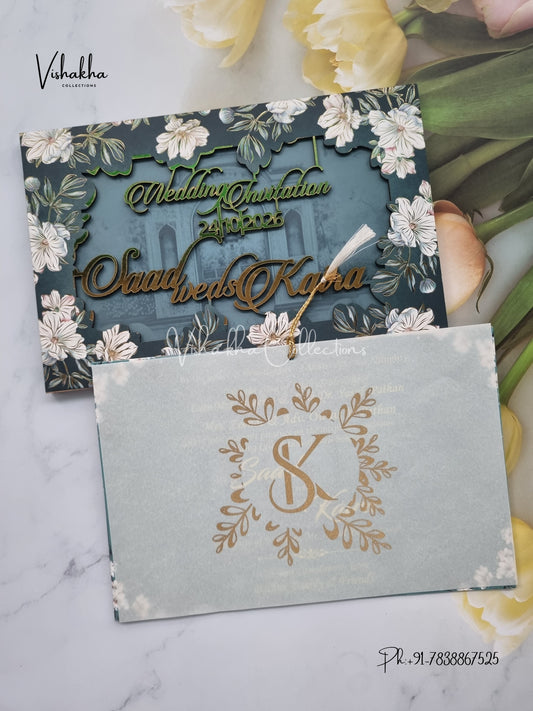 Flower Hindu Muslim Christian Sikh MDF Board Laser Cut Named MDF Laser Cut invitation Cards VN-776