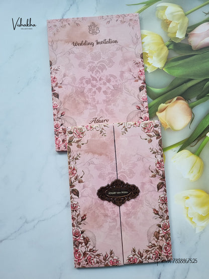 Semi Box Padded Double Door Flower Hindu Muslim Christian Sikh Jain invitation Cards VN-779 – image 1