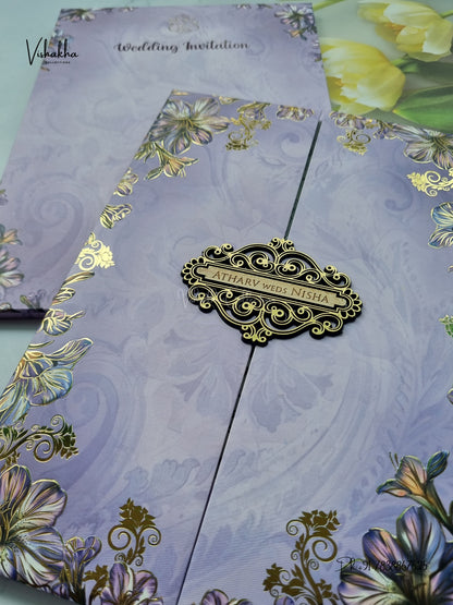 Semi Box Padded Double Door Flower Hindu Muslim Christian Sikh Jain invitation Cards VN-780 – image 2
