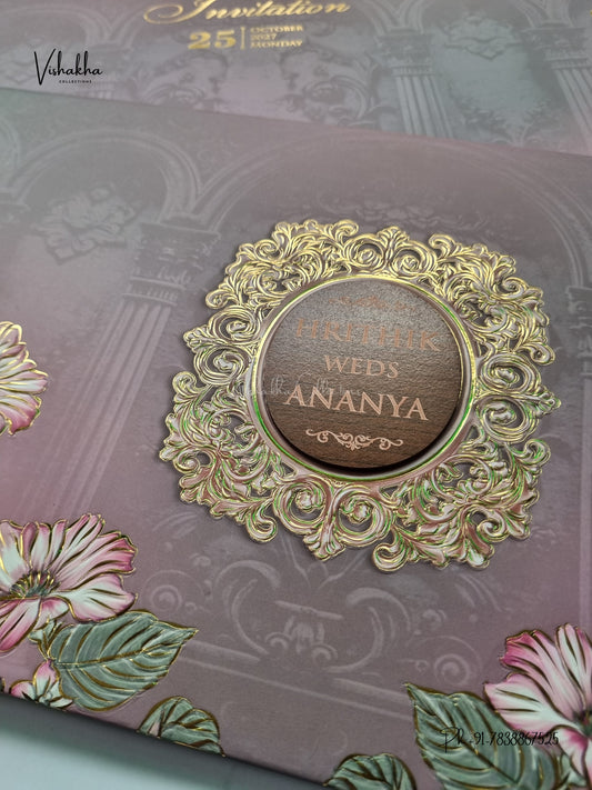 Semi Box Padded Flower Hindu Muslim Christian Sikh Jain invitation Cards VN-781 – image 2