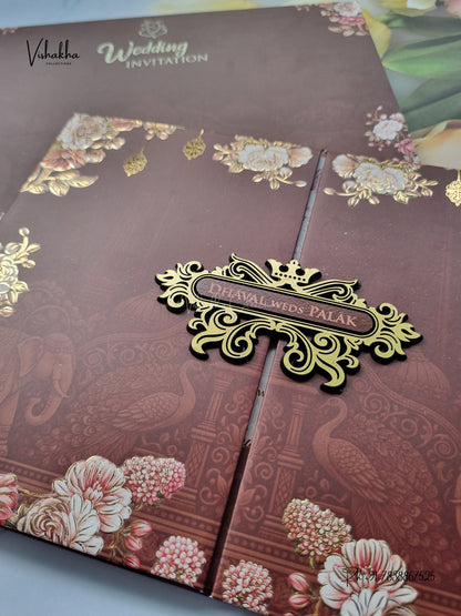 Semi Box Padded Double Door Flower Hindu Muslim Christian Sikh Jain invitation Cards VN-789 – image 2