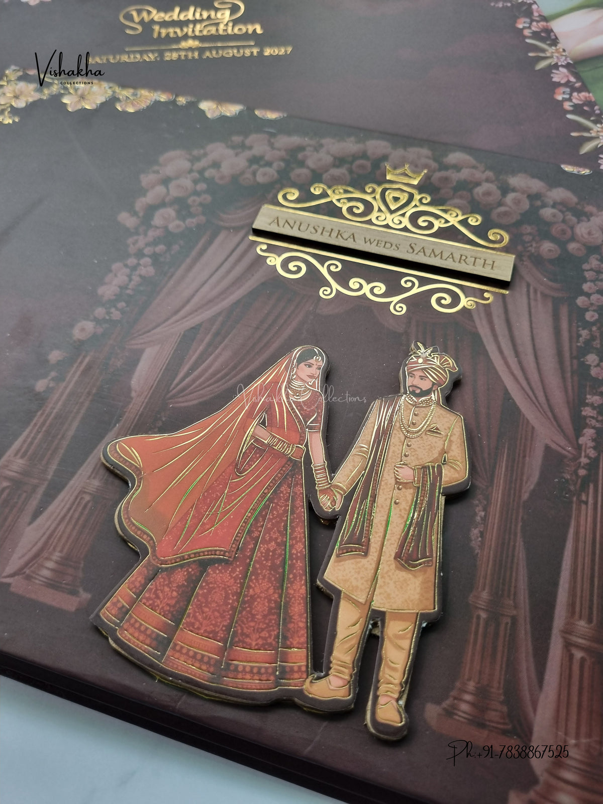 Semi Box Padded Dulah Dulhan Hindu Sikh Jain invitation Cards VN-793 – image 2