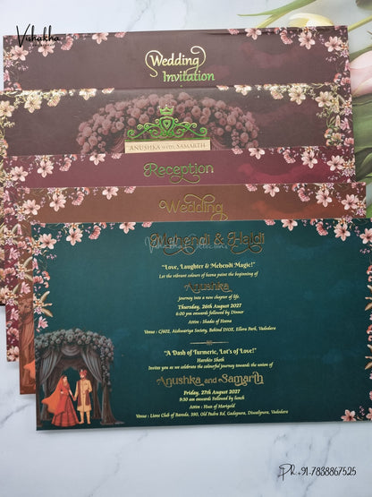 Semi Box Padded Dulah Dulhan Hindu Sikh Jain invitation Cards VN-793 – image 3