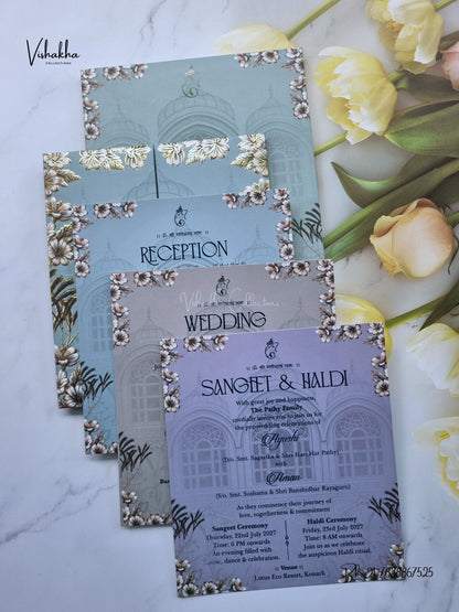Semi Box Padded Double Door Flower Hindu Muslim Christian Sikh Jain invitation Cards VN-800 – image 3