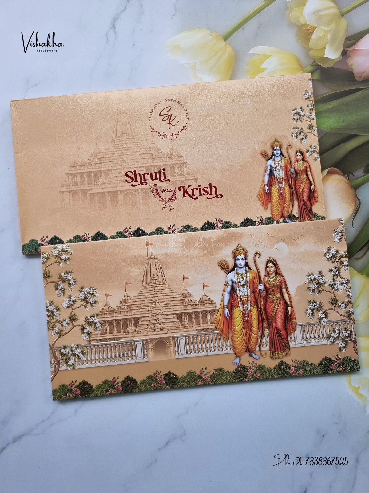 Semi Box Ram Sita Hindu Jain invitation Cards VN-802 – image 1