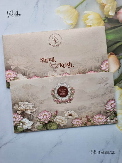 Semi Box Flower Hindu Muslim Christian Sikh Jain invitation Cards VN-803 – image 1