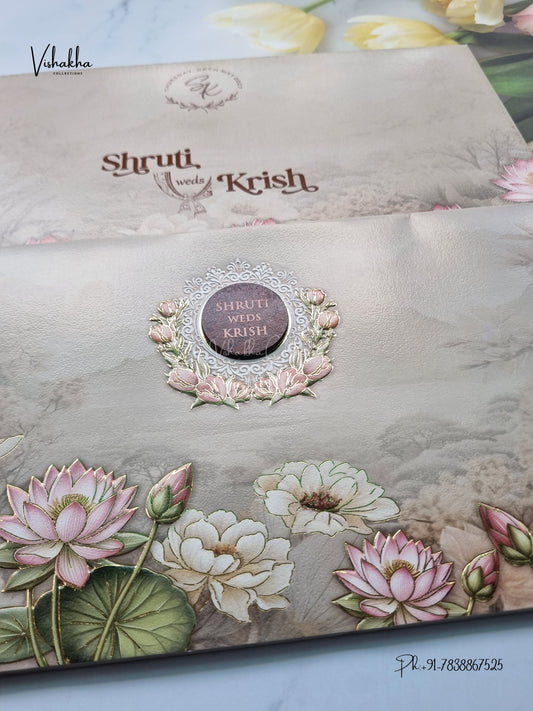 Semi Box Flower Hindu Muslim Christian Sikh Jain invitation Cards VN-803 – image 2
