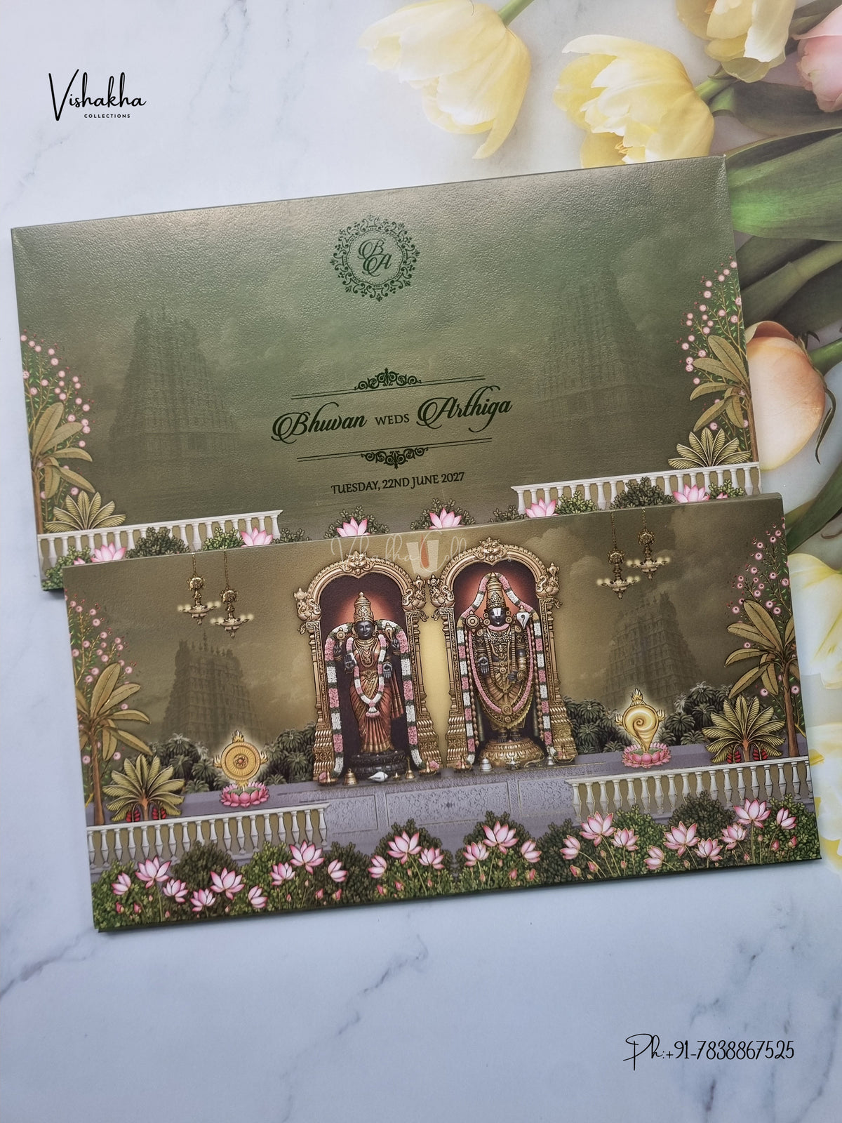 Semi Box Venkateshwar Padmavati Hindu Jain invitation Cards VN-805 – image 1