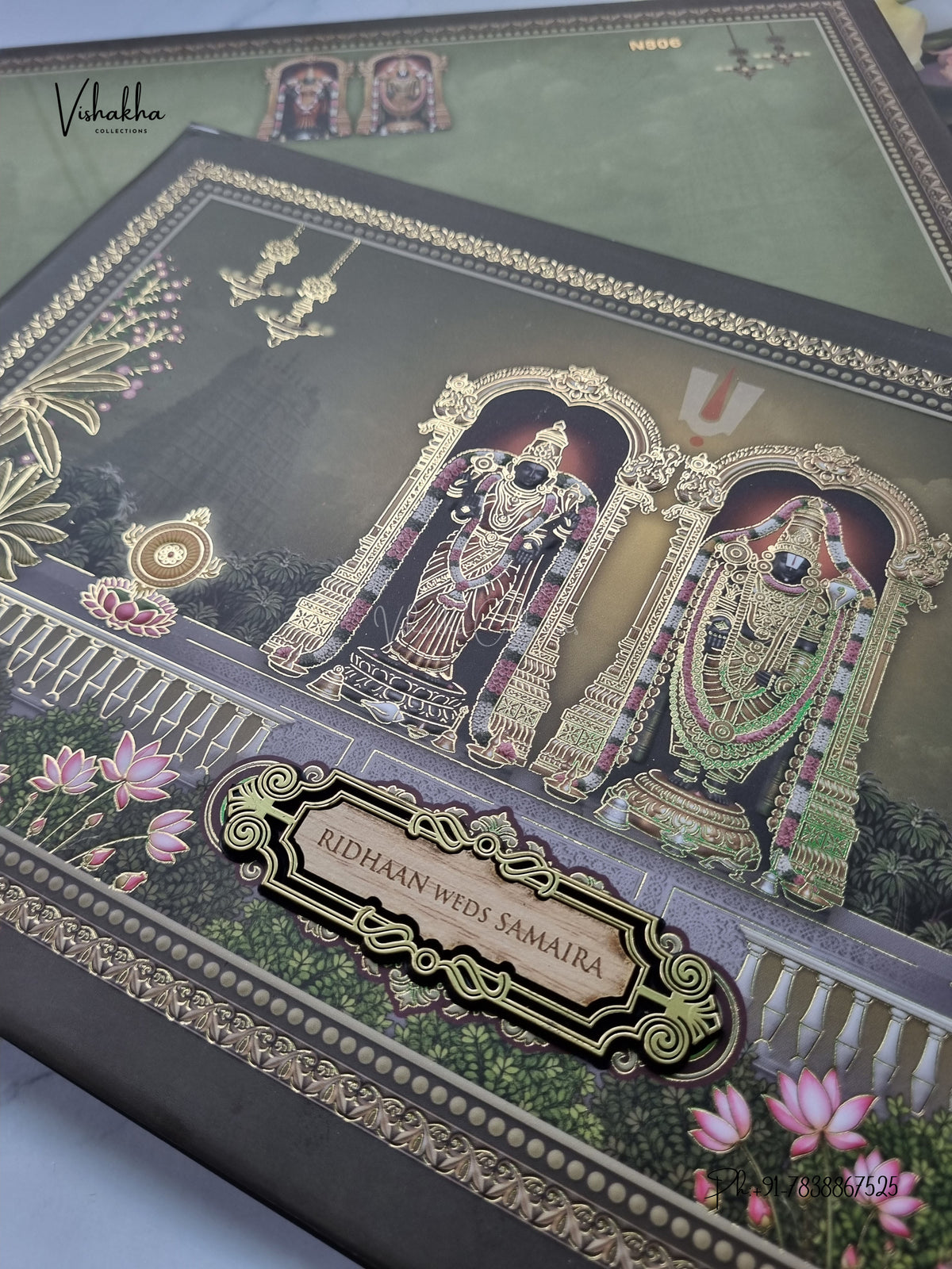 Semi Box Padded Venkateshwar Padmavati Hindu Jain invitation Cards VN-806 – image 2