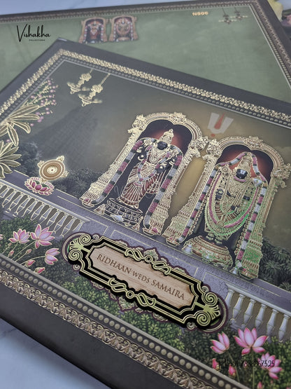 Semi Box Padded Venkateshwar Padmavati Hindu Jain invitation Cards VN-806 – image 2