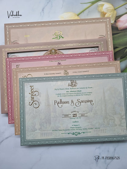 Semi Box Laser Cut Padded Royal Hindu Muslim Christian Sikh Jain invitation Cards VN-807 – image 3