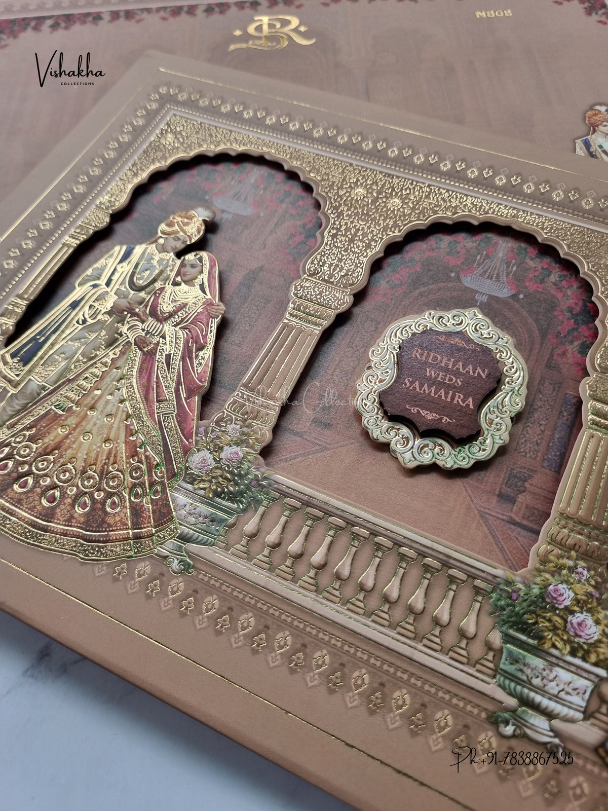Semi Box Laser Cut Padded Dulah Dulhan Hindu Sikh Jain invitation Cards VN-808 – image 2