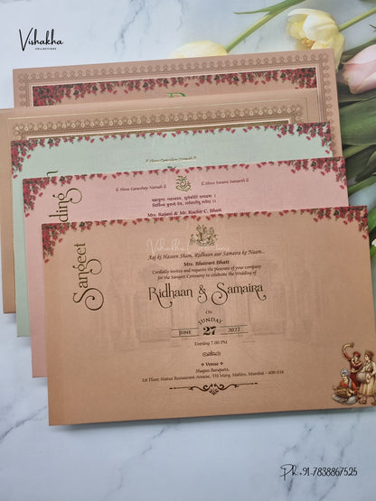 Semi Box Laser Cut Padded Dulah Dulhan Hindu Sikh Jain invitation Cards VN-808 – image 3