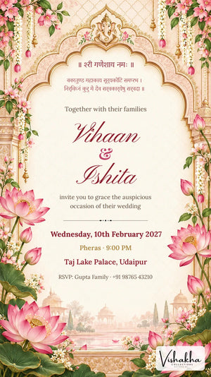 Lotus Ganesh Arch Wedding Invite