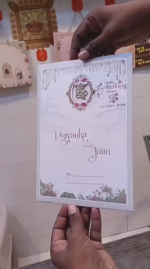 Single Insert Dulah Dulhan Ganesh Ji Hindu wedding invitation card SCH-C-64 — Vishakha Collections, India