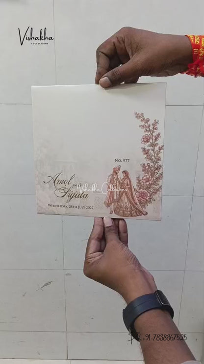 Semi Box Laser Cut Padded Dulah Dulhan Hindu Muslim Christian Sikh Jain invitation Cards LN-977 – video