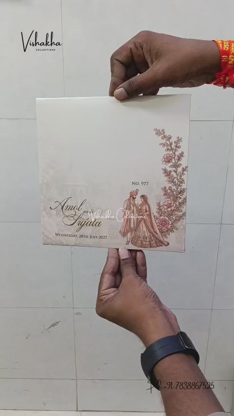 Semi Box Laser Cut Padded Dulah Dulhan Hindu Muslim Christian Sikh Jain invitation Cards LN-977 – video