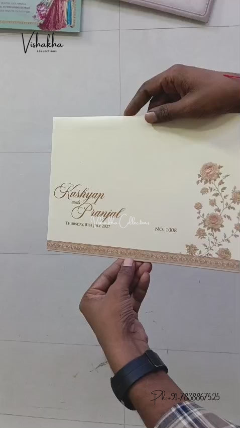 Semi Box MDF Board Laser Cut Ribbon Flower Hindu Muslim Christian Sikh Jain invitation Cards LN-1008 – video