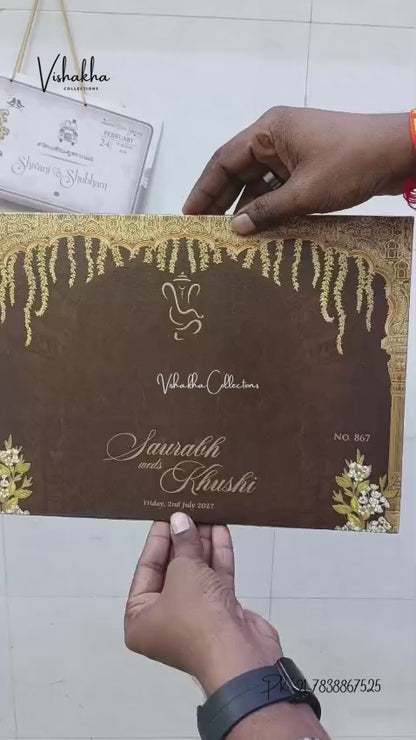 Semi Box Padded Flower Hindu Muslim Christian Sikh Jain invitation Cards LN-867 – video