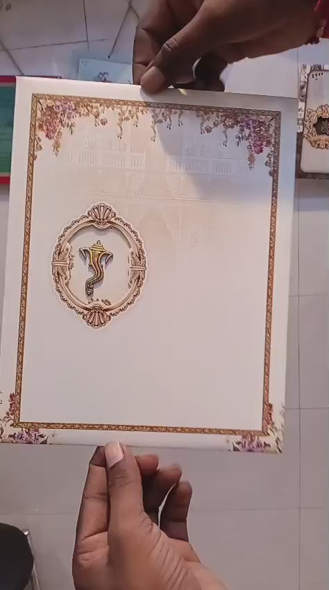 Laser Cut Ganesh Ji Dulah Dulhan Hathi Barat Hindu wedding invitation card SCH-5001 — Vishakha Collections, India