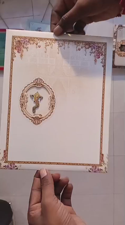 Laser Cut Ganesh Ji Dulah Dulhan Hathi Barat Hindu wedding invitation card SCH-5001 — Vishakha Collections, India