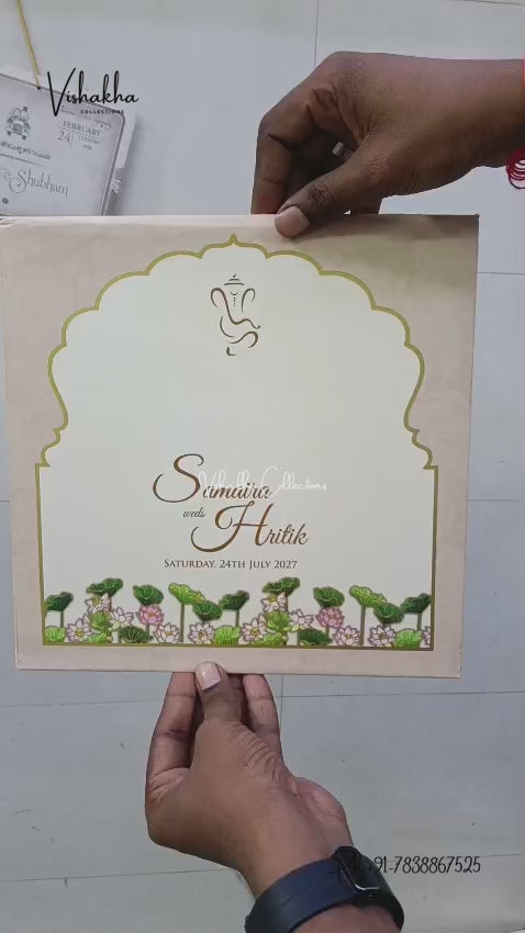 Semi Box Padded Peacock Hindu Muslim Christian Sikh Jain invitation Cards LN-855 – video