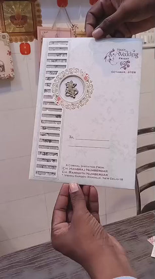 Single Insert Ganesh Ji Flower Hindu wedding invitation card SCH-C-53 — Vishakha Collections, India