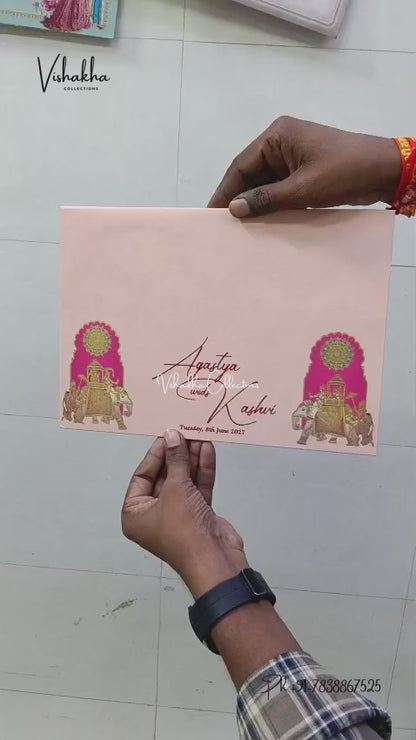Semi Box MDF Board Laser Cut Ribbon Hathi Hindu Muslim Christian Sikh Jain invitation Cards LN-909-NEW – video