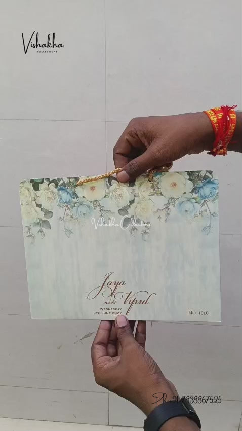 Semi Box MDF Board Laser Cut Acrylic Carry Bag Flower Hindu Muslim Christian Sikh Jain invitation Cards LN-1010 – video