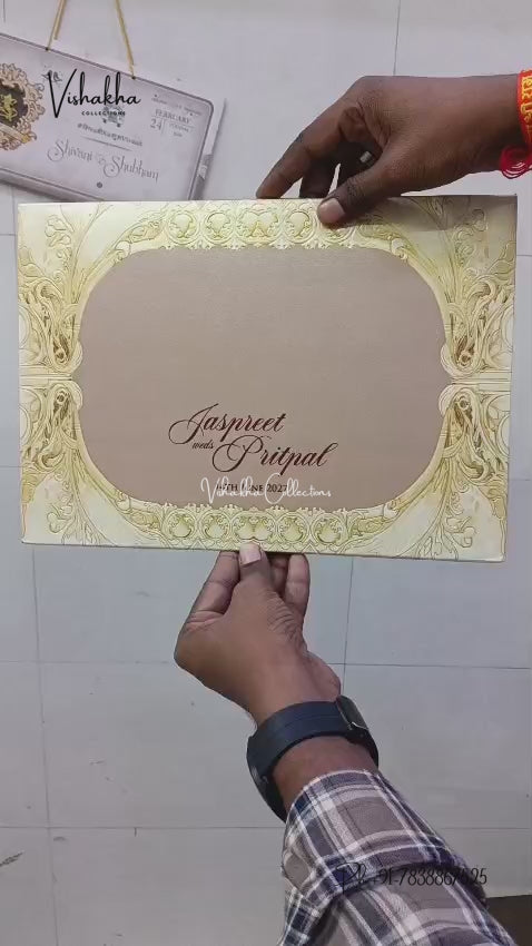 Semi Box Padded Barat Hindu Muslim Christian Sikh Jain invitation Cards LN-874 – video