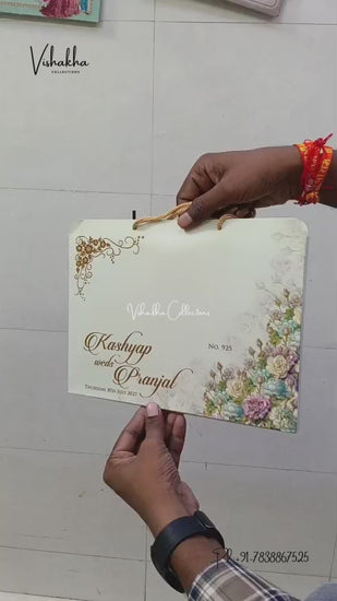 Semi Box MDF Board Laser Cut Carry Bag Dulah Dulhan Hindu Muslim Christian Sikh Jain invitation Cards LN-925 – video
