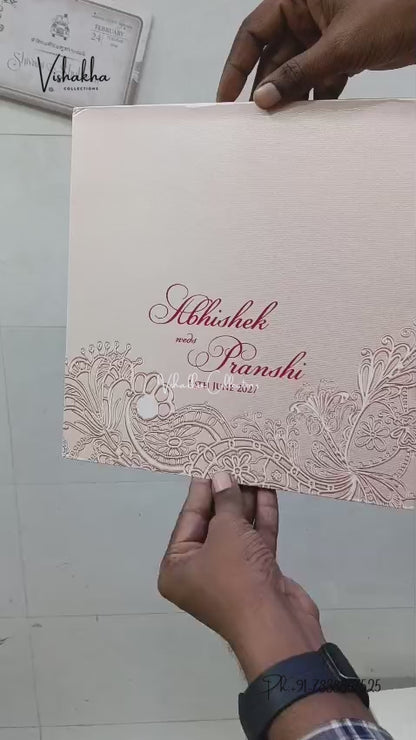 Semi Box MDF Board Laser Cut Padded Flower Hindu Muslim Christian Sikh Jain invitation Cards LN-853 – video