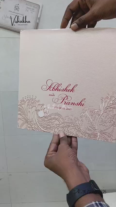 Semi Box MDF Board Laser Cut Padded Flower Hindu Muslim Christian Sikh Jain invitation Cards LN-853 – video
