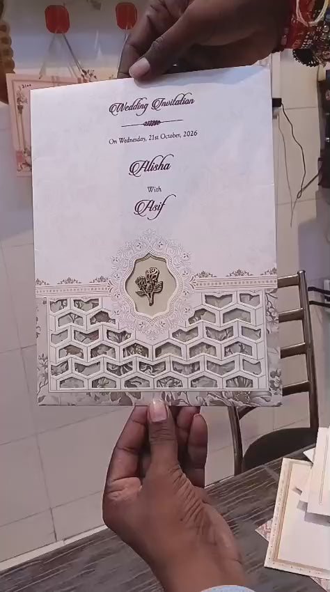 Laser Cut Flower Muslim wedding invitation card SCH-F-42 — Vishakha Collections, India