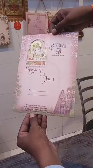 Single Insert Ganesh Ji Dulah Dulhan Hindu wedding invitation card SCH-9004 — Vishakha Collections, India