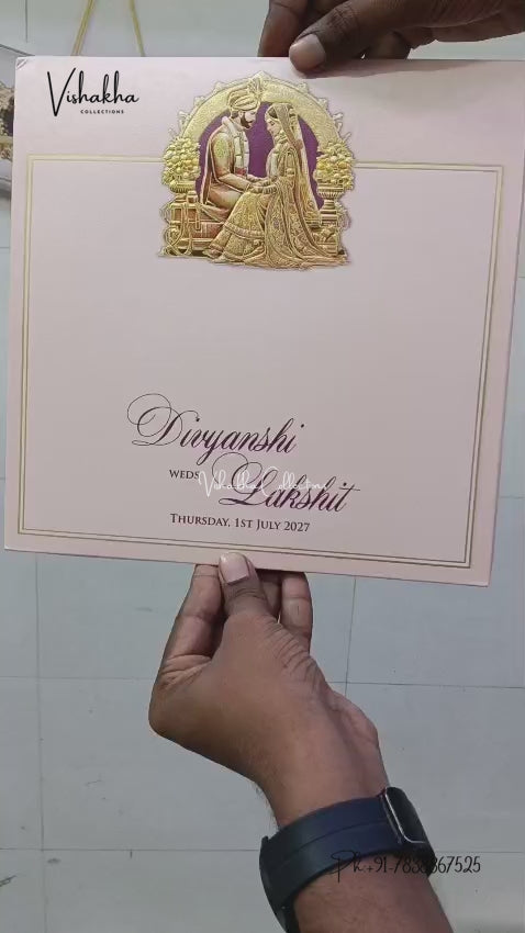 Semi Box Padded Dulah Dulhan Hindu Muslim Christian Sikh Jain invitation Cards LN-858 – video