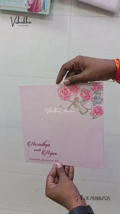 Semi Box Double Door Rose Hindu Muslim Christian Sikh Jain invitation Cards LN-937 – video