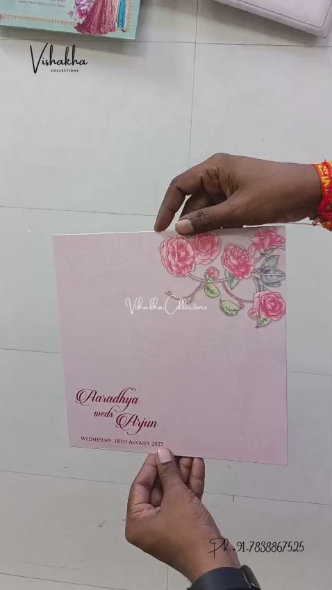 Semi Box Double Door Rose Hindu Muslim Christian Sikh Jain invitation Cards LN-937 – video
