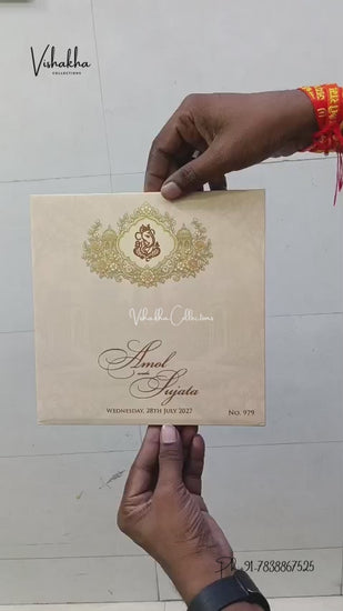 Semi Box Laser Cut Padded Flower Hindu Muslim Christian Sikh Jain invitation Cards LN-979 – video