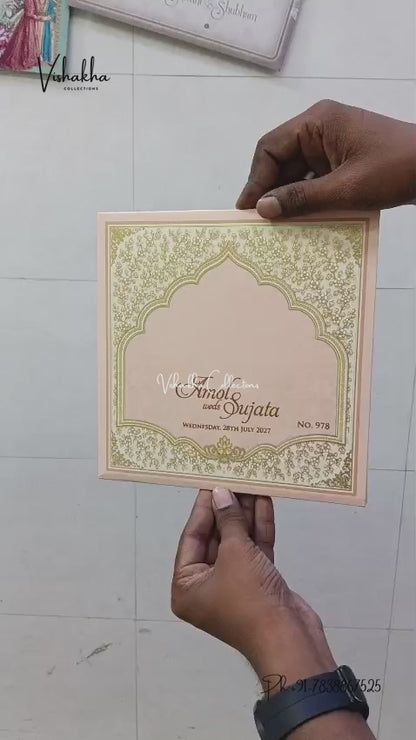 Semi Box Laser Cut Padded Flower Hindu Muslim Christian Sikh Jain invitation Cards LN-978 – video