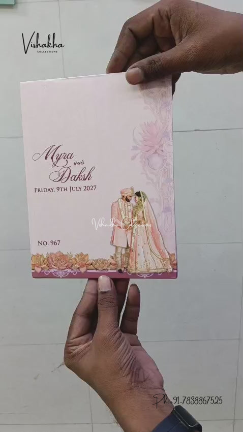 Semi Box Padded Dulah Dulhan Hindu Muslim Christian Sikh Jain invitation Cards LN-967 – video