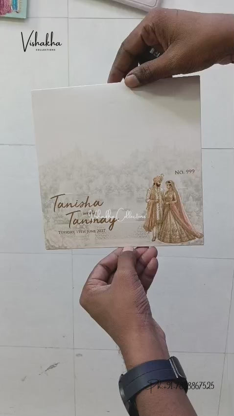 Semi Box MDF Board Laser Cut Ribbon Dulah Dulhan Hindu Muslim Christian Sikh Jain invitation Cards LN-999 – video