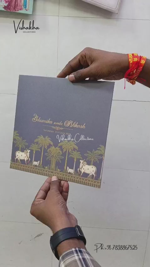 Semi Box Double Door Cow Banana Tree Hindu Muslim Christian Sikh Jain invitation Cards LN-938 – video