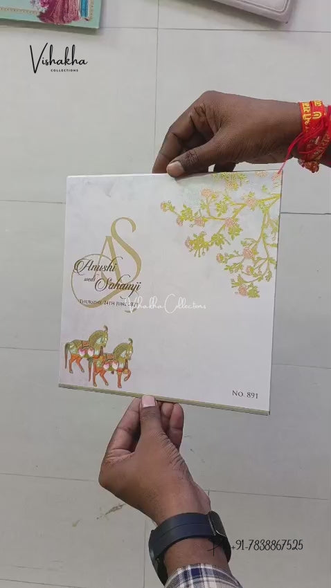 Semi Box Double Door Horse Flower Hindu Muslim Christian Sikh Jain invitation Cards LN-891 – video