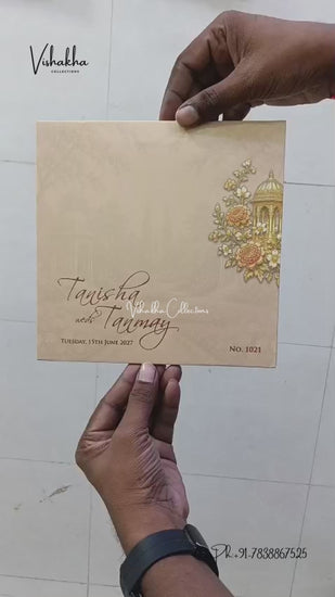 Semi Box MDF Board Laser Cut Ribbon Flower Hindu Muslim Christian Sikh Jain invitation Cards LN-1021 – video