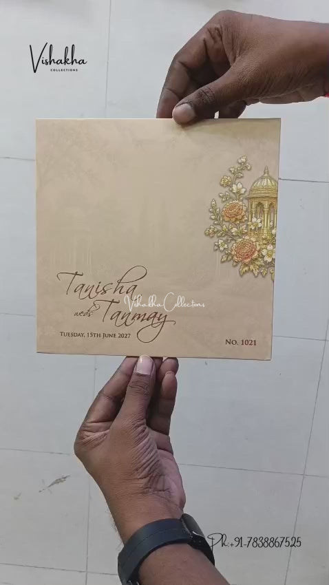 Semi Box MDF Board Laser Cut Ribbon Flower Hindu Muslim Christian Sikh Jain invitation Cards LN-1021 – video
