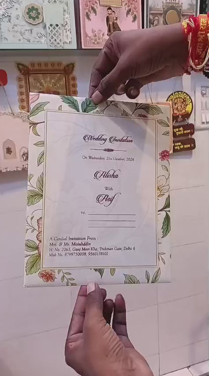 Single Insert Flower Muslim wedding invitation card SCH-2714 — Vishakha Collections, India